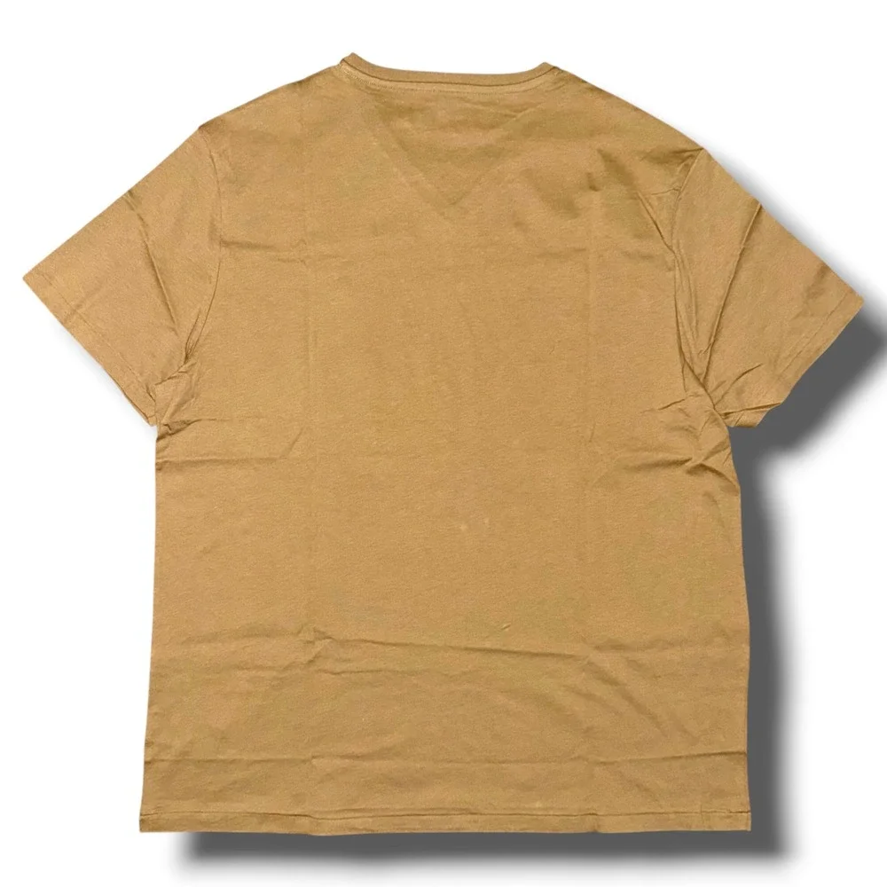 Polo Ralph Lauren Men V-Neck T-Shirt XXL Tan Khaki Cotton Short Sleeve Pony Logo
